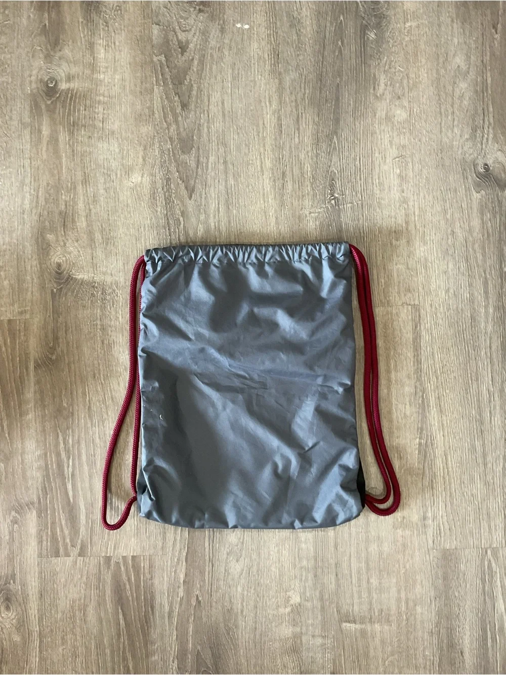 adidas Maroon and Gray Drawstring Backpack with Front Zip Pocket